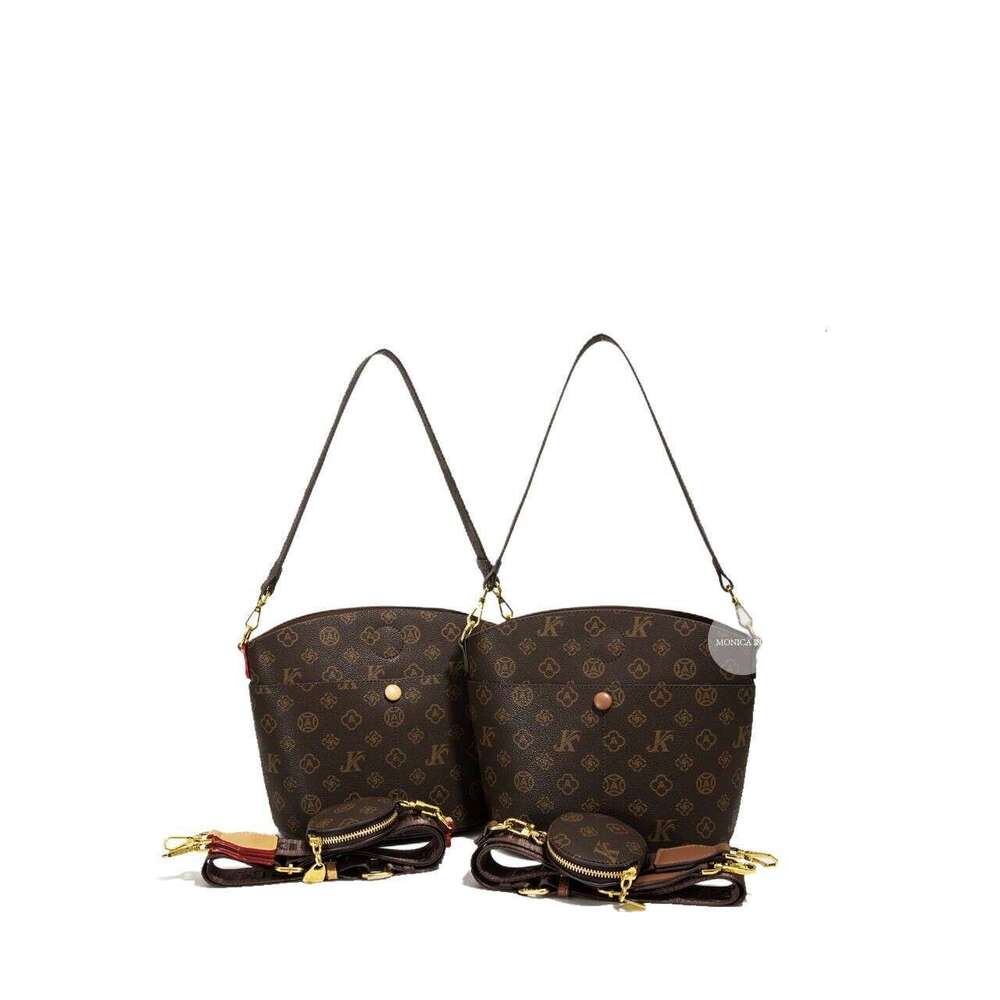 Monica Qiqi Light Wide Strap Live Trend New Fashion Monogram Single Shoulder Bucket High-end Crossbody Bag for Women