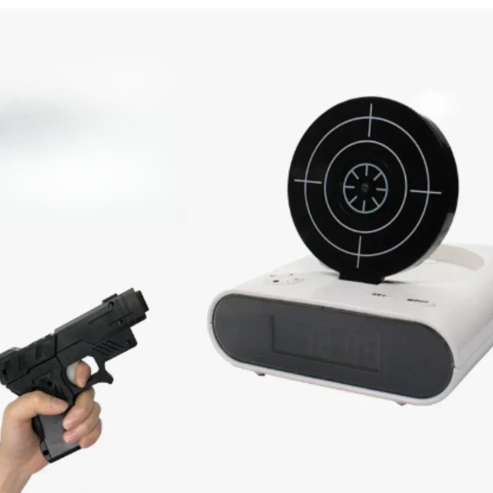 1Set Gun Alarm Clock / Shoot Alarm Clock / Gun O'Clock / Lock Load Target Alarm Clock Office Gadgets