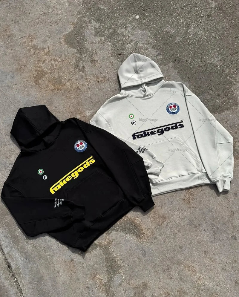 Harajuku Retro Letter Pattern n Fashionable Loose Hoodie for Men High Street Fashion Clothing Casual Oversized Sweatshirt Women 250728