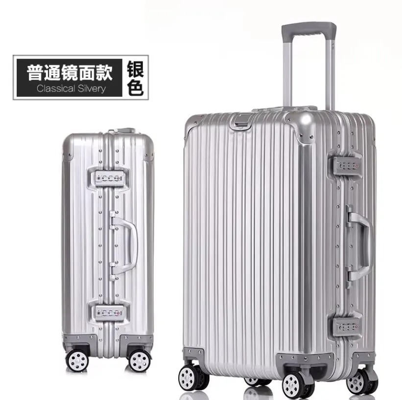 Suitcases New German all-aluminum luggage men's pull rod suit metal business 20 boarding alloy travel female 24 combination box