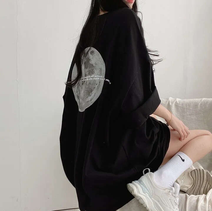 Trendy Women's T-Shirt Ins Super Popular Short Sleeve New Summer Student Loose Slimming Harajuku Style Hong Kong Flavor Korean Version B5