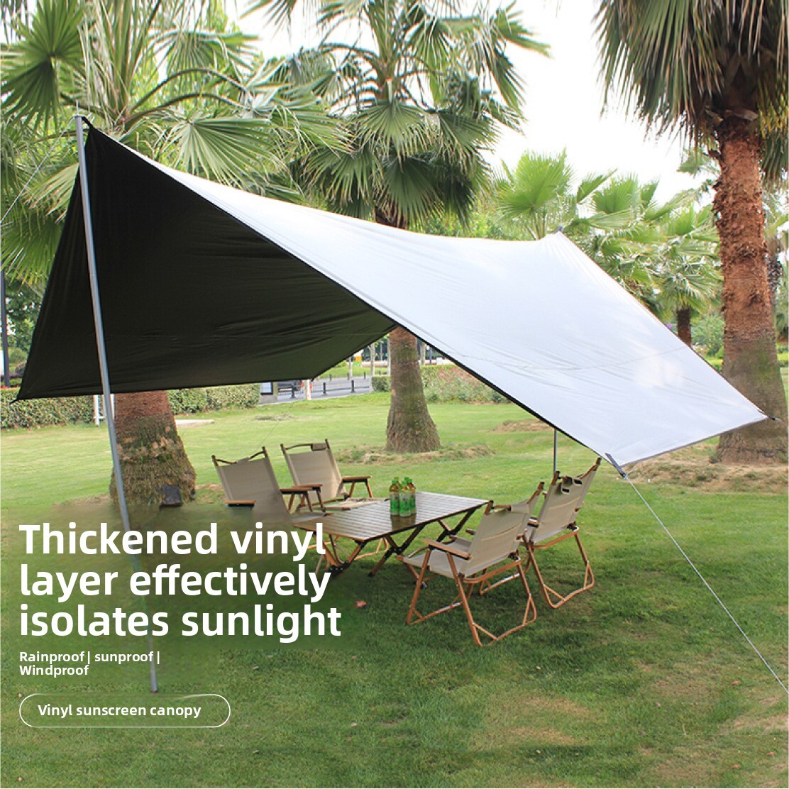 Extra Large Outdoor Canopy Tent Sunshade Camping Picnic Black Coating Windproof Ultra-light Portable Gear Equipment