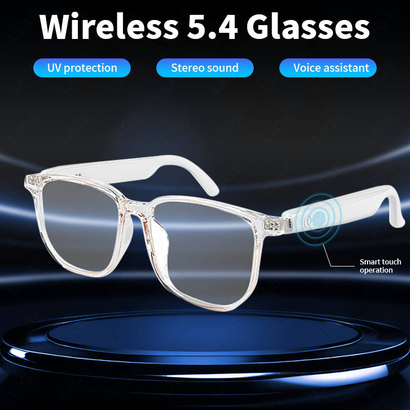 LIGE AI smart glasses anti-blue light sunglasses wireless call glasses outdoor glasses music control speakerunisex style waterproof