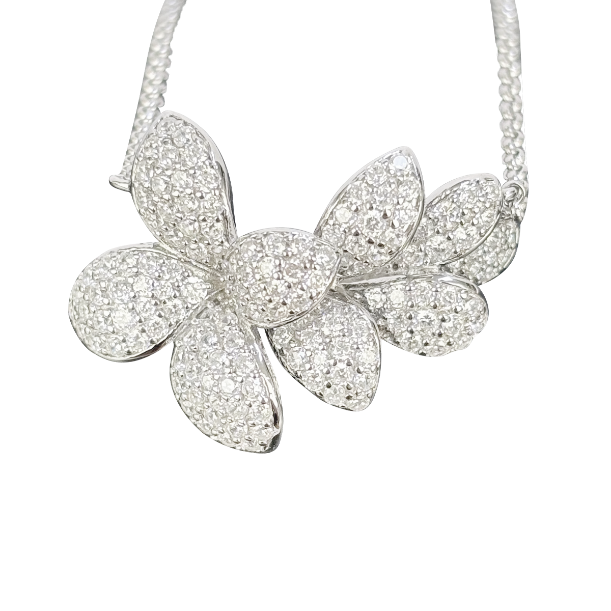 Olive leaf pendant necklace 925 silver with white zirconia, 19 inches long chain, Valentine's Day