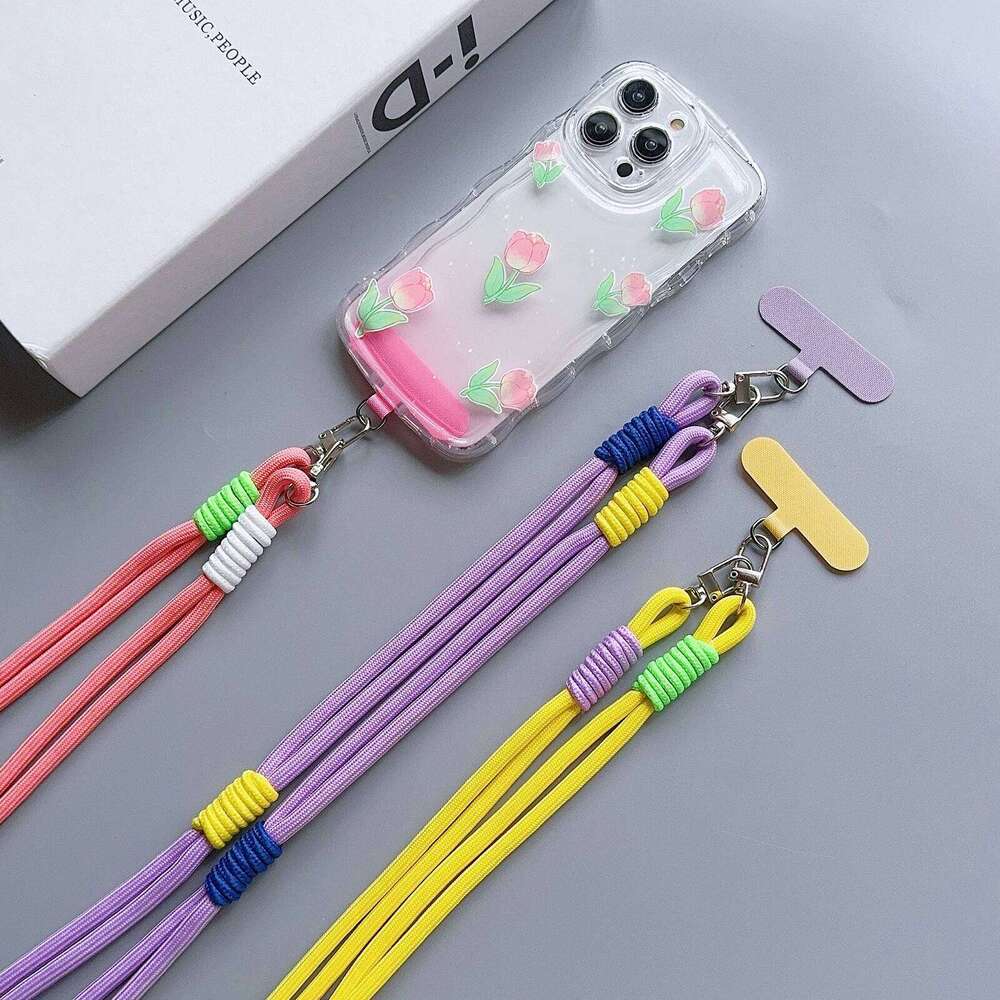Personalized Trend Double Color Mobile Phone Universal Lanyard Diagonal Span Long Shoulder Strap Fashion Safety Rope