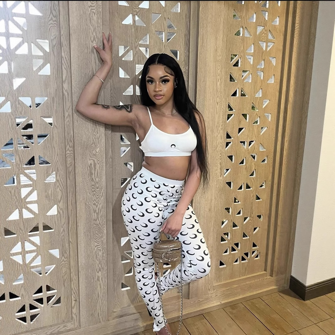 2025 New Sexy Slimming Vest and Pants Set Fashion Crescent Print Two-Piece Set