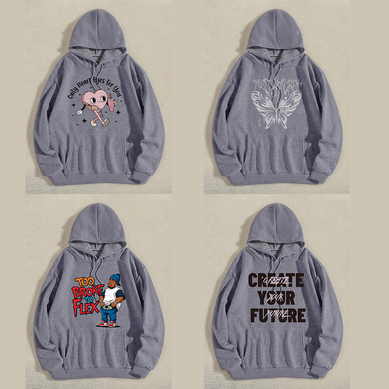 Women's Hoodies Pure cotton sweater women's spring and autumn 2025 new American letters cute pattern women's fashion high street casual