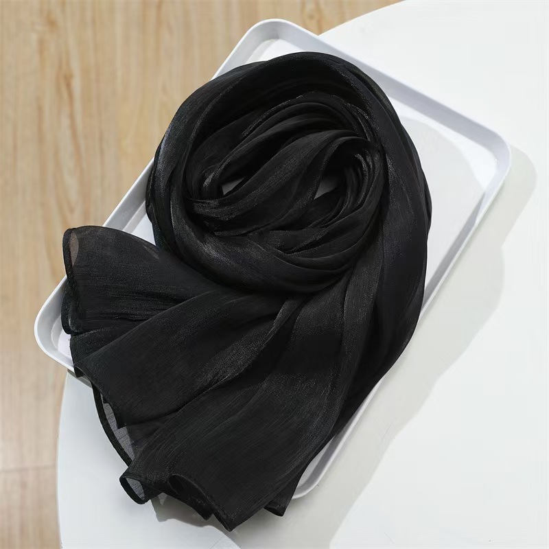 T1172 Spring and summer thin scarf solid color headscarf simple sun protection warm shawl silk scarf female scarf