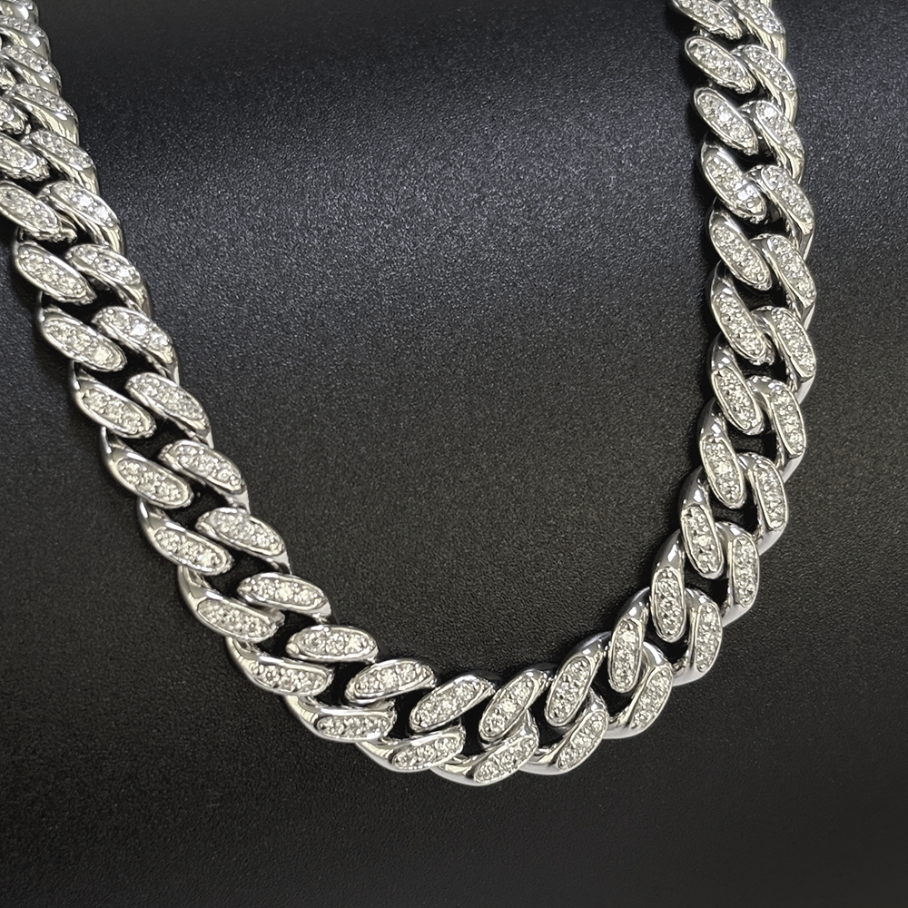 Necklace and bracelet 925 silver Cuban chain 6.5MM wide oval full diamond flip cover hip hop Couple's bracelet