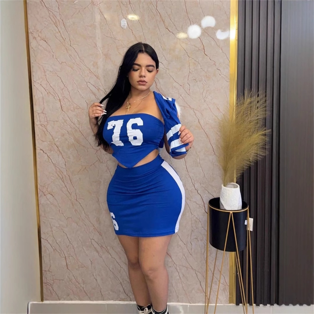 2025 Spring/Summer New Womens Fashion Personality Print Tube Top Cape Crop Top Bodycon Skirt Set