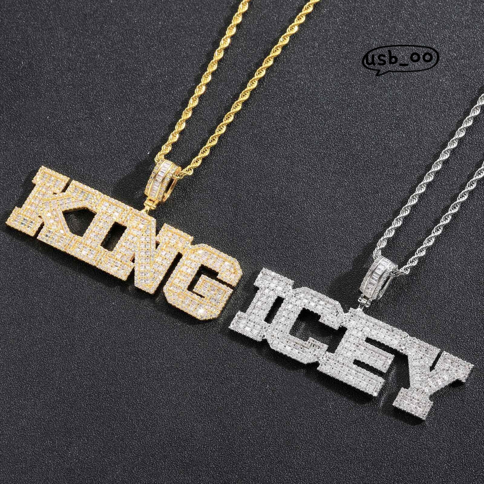 Pendant Out Letter DIY Iced Cubic Moissanite Monogrammed Pendants T Square Diamond Name Pendants for Couple