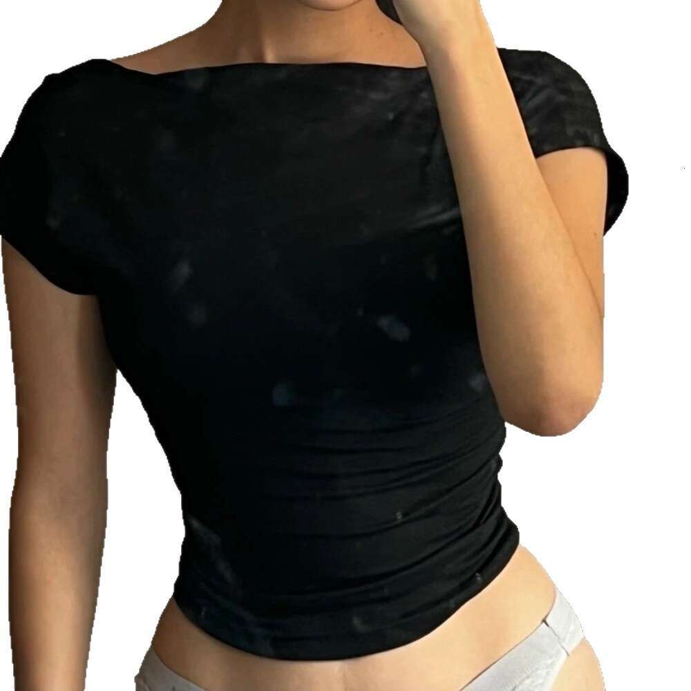 Y2k Summer New Knitted Backless T-Shirt Women's Sexy Slim Fit BM B5