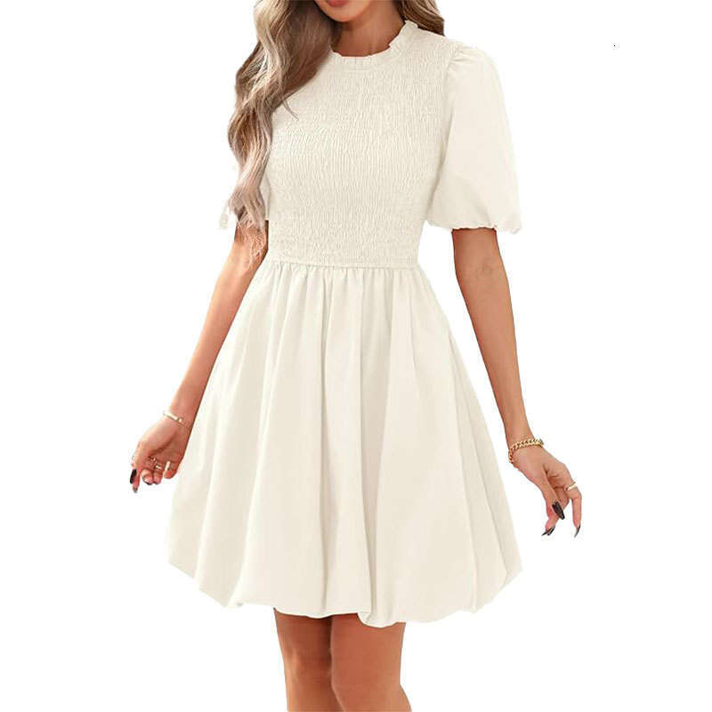 Spring New Women's Fashion Elegant Flower Bud Simple High Waist Dress For Women B5