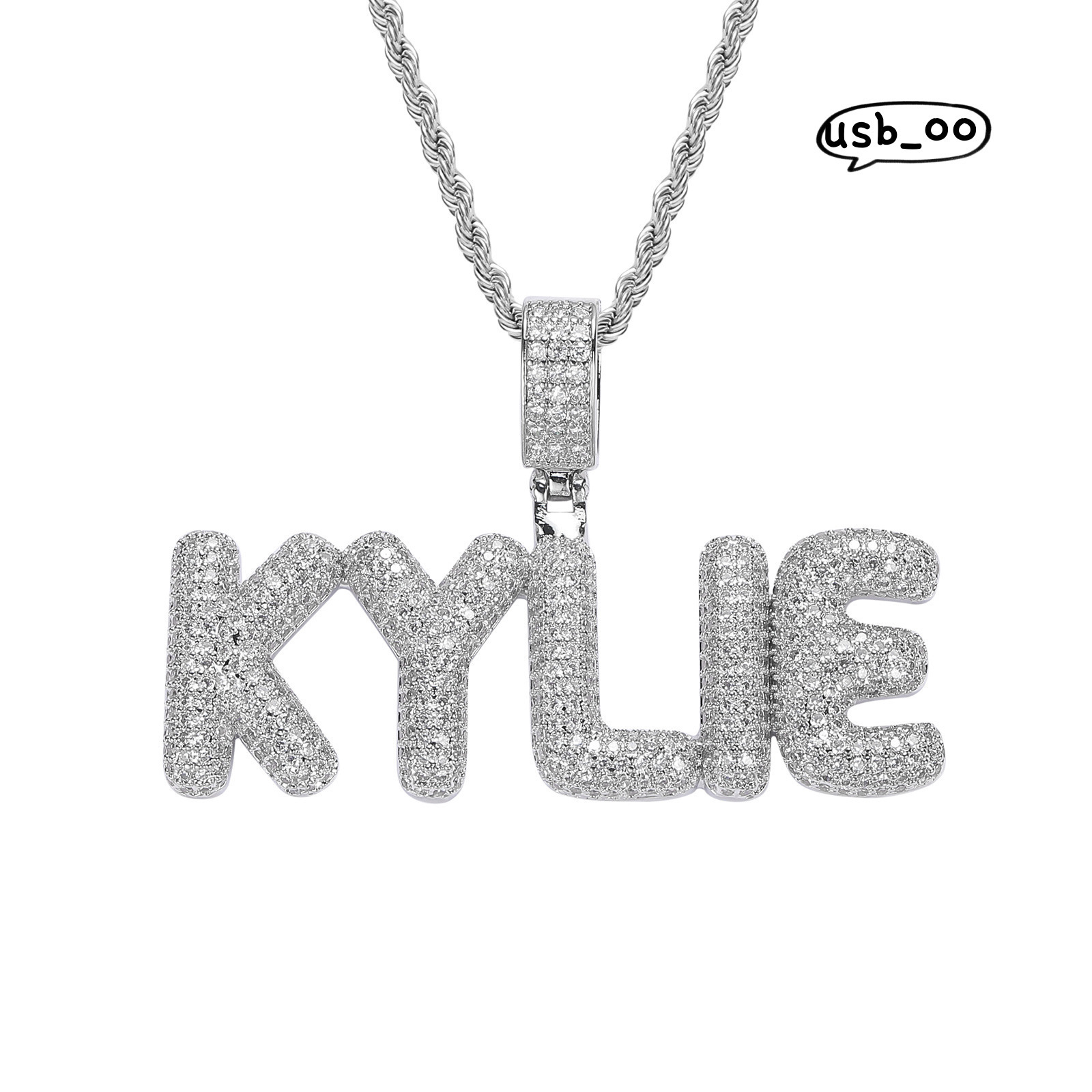 Hip-hop DIY English Alphabet Small Pendant 925 Sterling Silver Mozan Diamond Creative Pendant Necklace