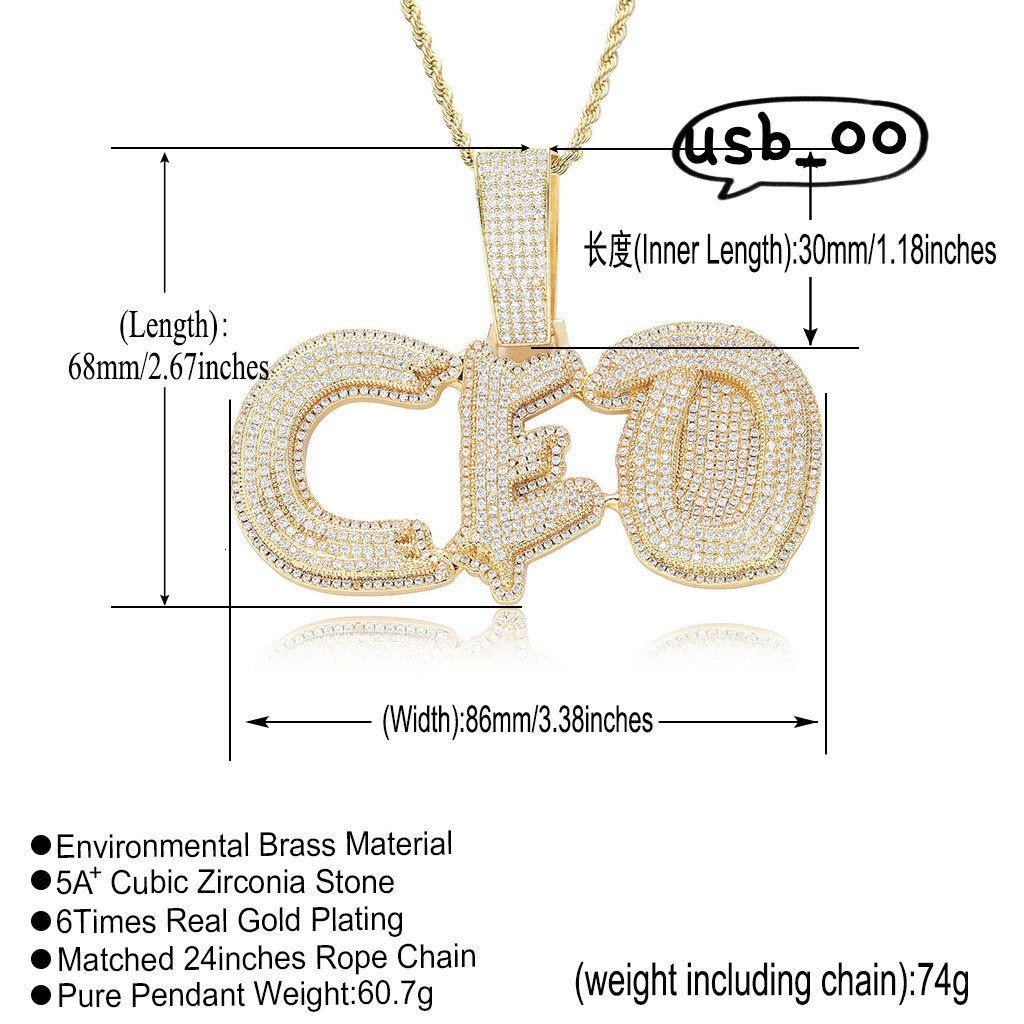 Burr Fashion Custom Hiphop Pendant Letter Name Pendant Necklace Gold Plated VVS Moissanite Name Pendants Couple Diamond Necklaces