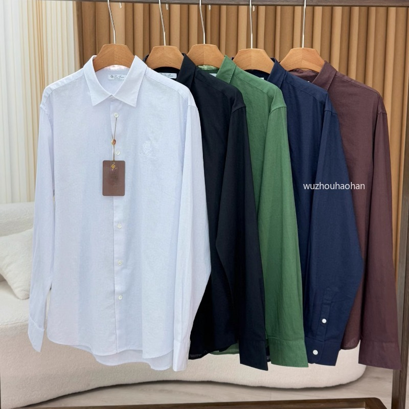 Men Shirts Daily Casual Breathable Linen Long Sleeve Shirt L1289