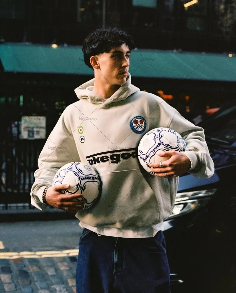 Harajuku Retro Letter Pattern n Fashionable Loose Hoodie for Men High Street Fashion Clothing Casual Oversized Sweatshirt Women 250728