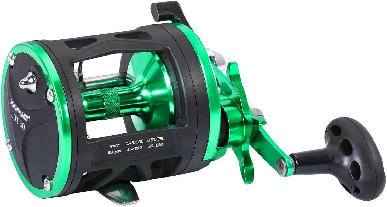 Sougayilang Round Baitcasting Reel, Perfect Traditional Reel Wind Horizontal Brake System, Suitable for Catfish with Drag Power of 25 lbs (Approximate