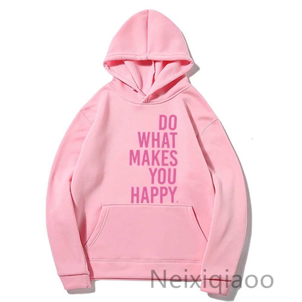Plus Size Do What Makes You Happy Simple Letter Printed Hoodie Women Men Autumn Winter Clothing Sweatshirt Hoodies Pullover 250709