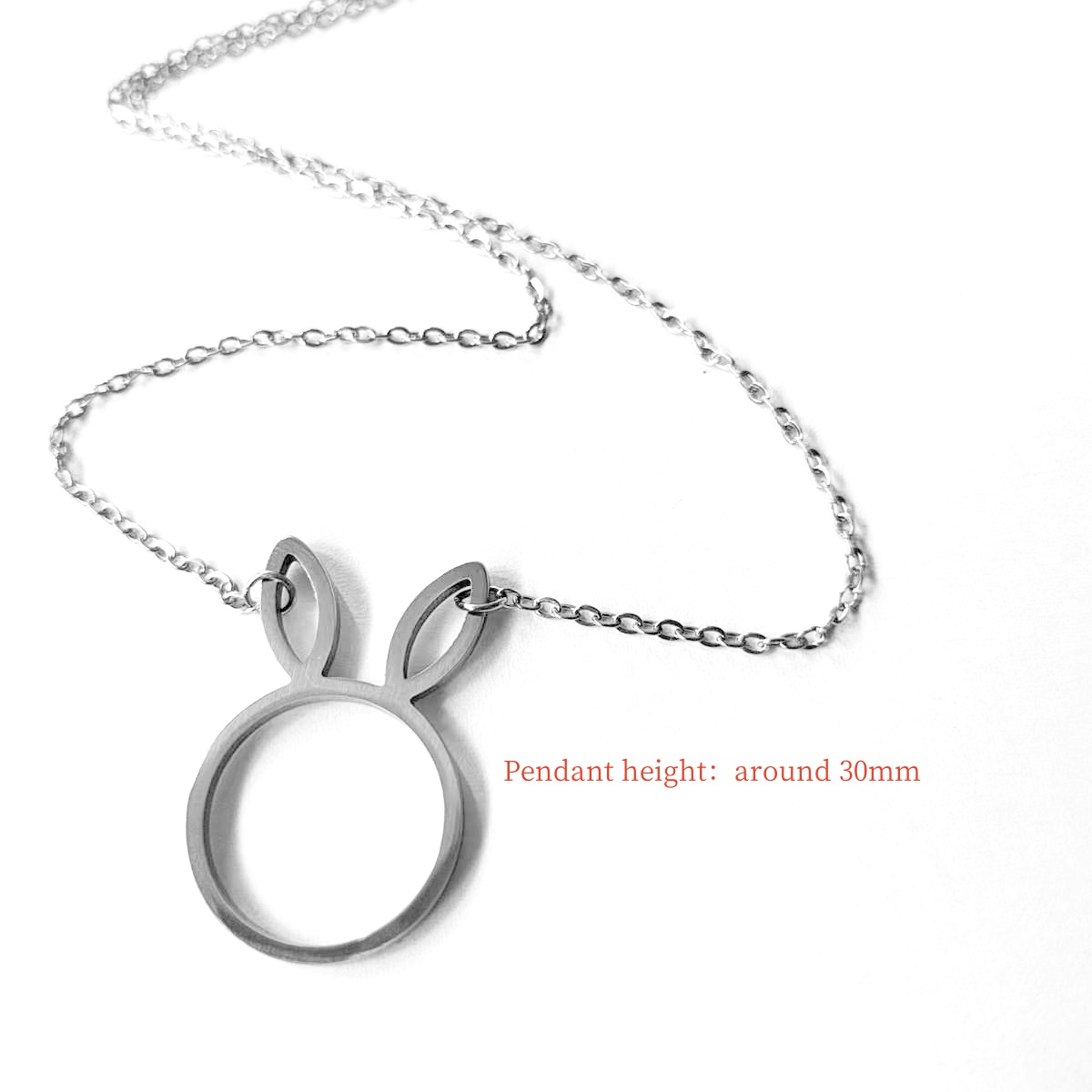 Stainless Steel Cute Bunny Rabbit Ear Head Shape Necklace Pet Baby Hare Cartoon Animal Outline Cat Pendant Collar for Women Girl