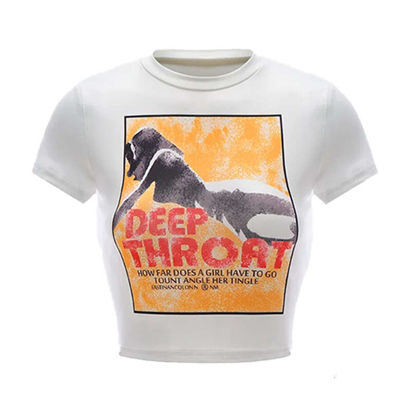 Summer New Slim Fit Printed Letter Hot Girl Ins Style Gothic Round Neck Short Sleeve T-Shirt Top B5