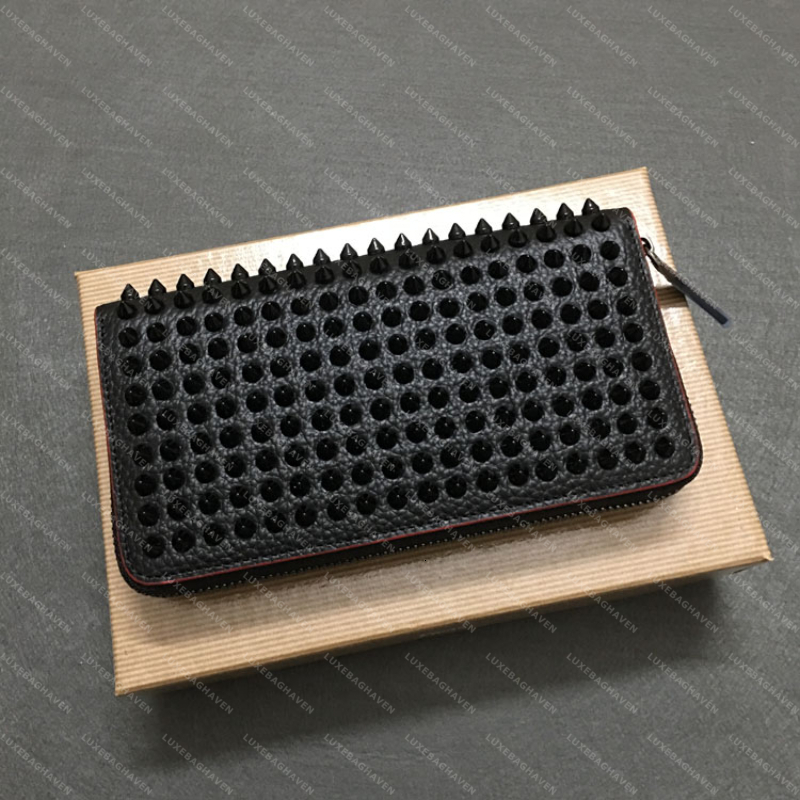 CL Rivets Long Design Leather Zipper Wallets For Men Women Clutch Purses And Handbags Credit Card Holders Money Pocket Evening Party Purse 2922