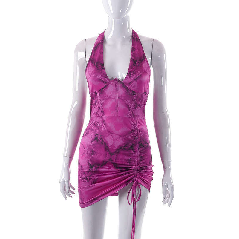 Women's Clothing Spring And Summer New Printed Sexy Tight Bodycon Dress B5