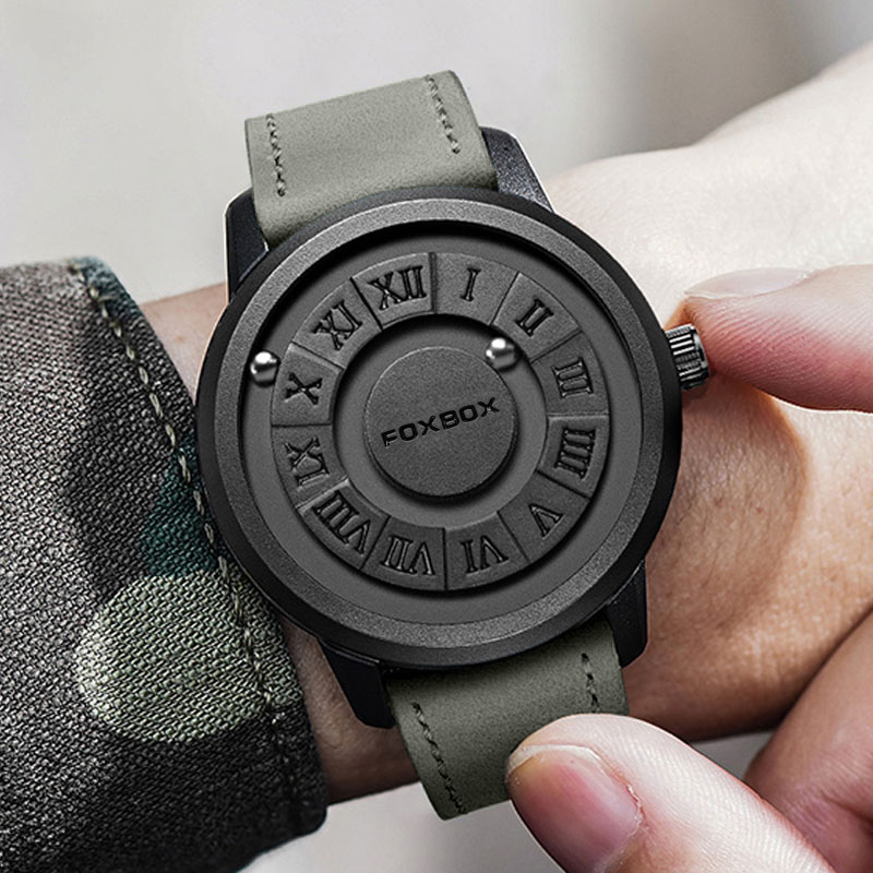 LIGE brand magnetic ball suspension cool men's watch black technology sense creative personalized waterproof fashion watch Local warehouse
