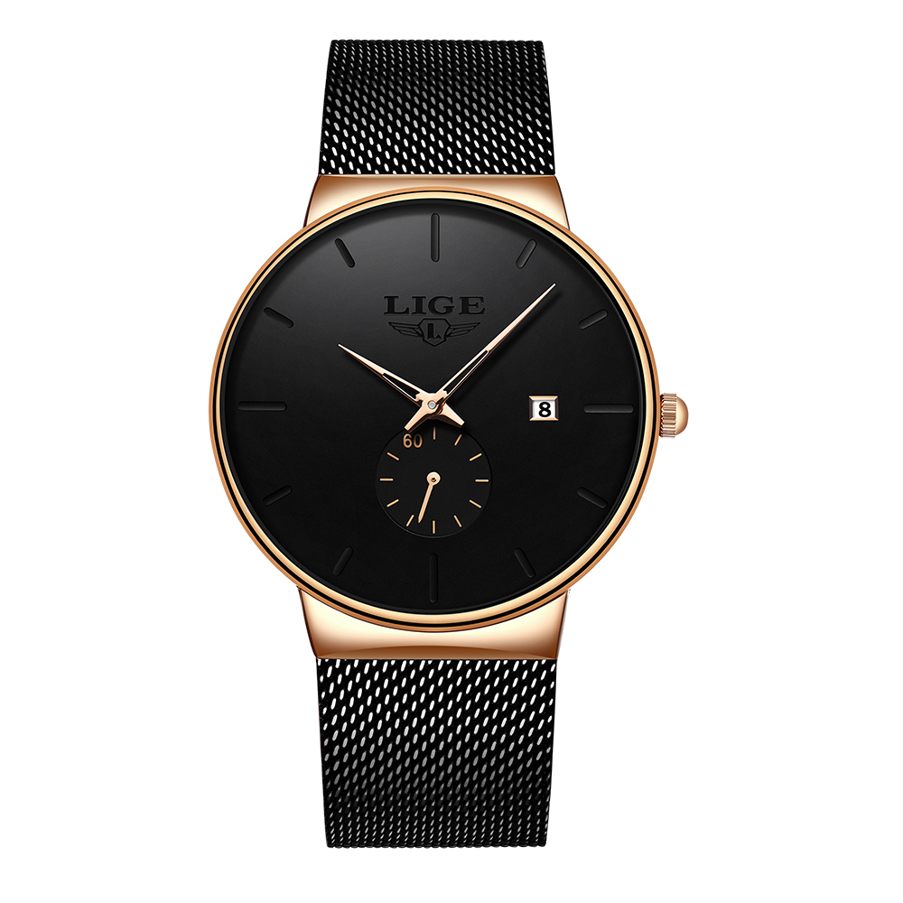 LIGE 2024 Luxury Men Watches Waterproof Ultra Thin Date Clock Male Steel Strap Casual Quartz Watch Men Sports Wrist Watch Man Local warehouse