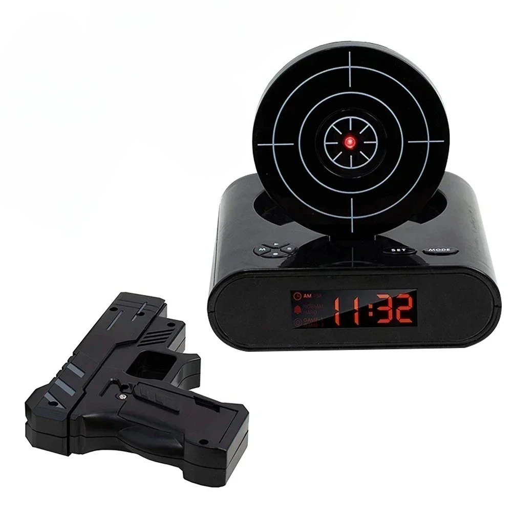 1Set Gun Alarm Clock / Shoot Alarm Clock / Gun O'Clock / Lock Load Target Alarm Clock Office Gadgets