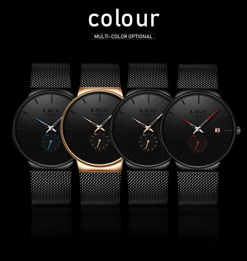 LIGE 2024 Luxury Men Watches Waterproof Ultra Thin Date Clock Male Steel Strap Casual Quartz Watch Men Sports Wrist Watch Man Local warehouse