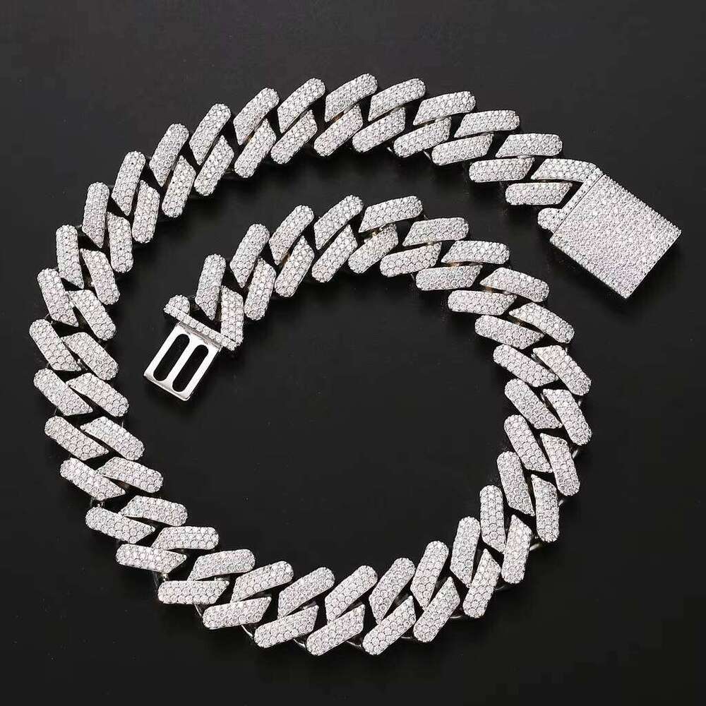 BES 20MM Jewelry Fashion Men Real Gold Plated Zircon Dia Iced Out Cuban Link Chain Bracelet Necklace Hip Hop