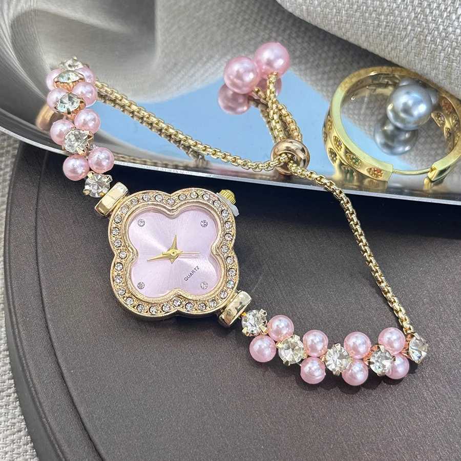 Diamond Set Color Light Luxury Drawstring Watch Exquisite Small Pearl C r Drawstring Style Quartz Womens Watch Z250708