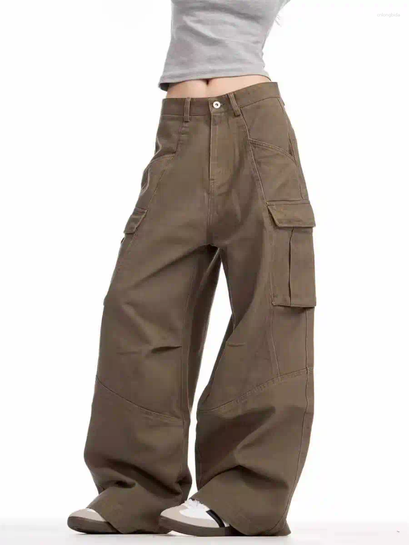 Women' s Pants Brown Y2k Cargo Harajuku Long Japanese 20