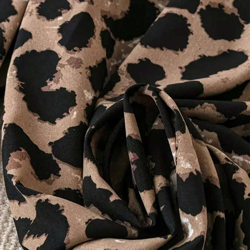 Summer Elegant Leopard Print Casual Straight Women's Pants With Elastic Waist B5