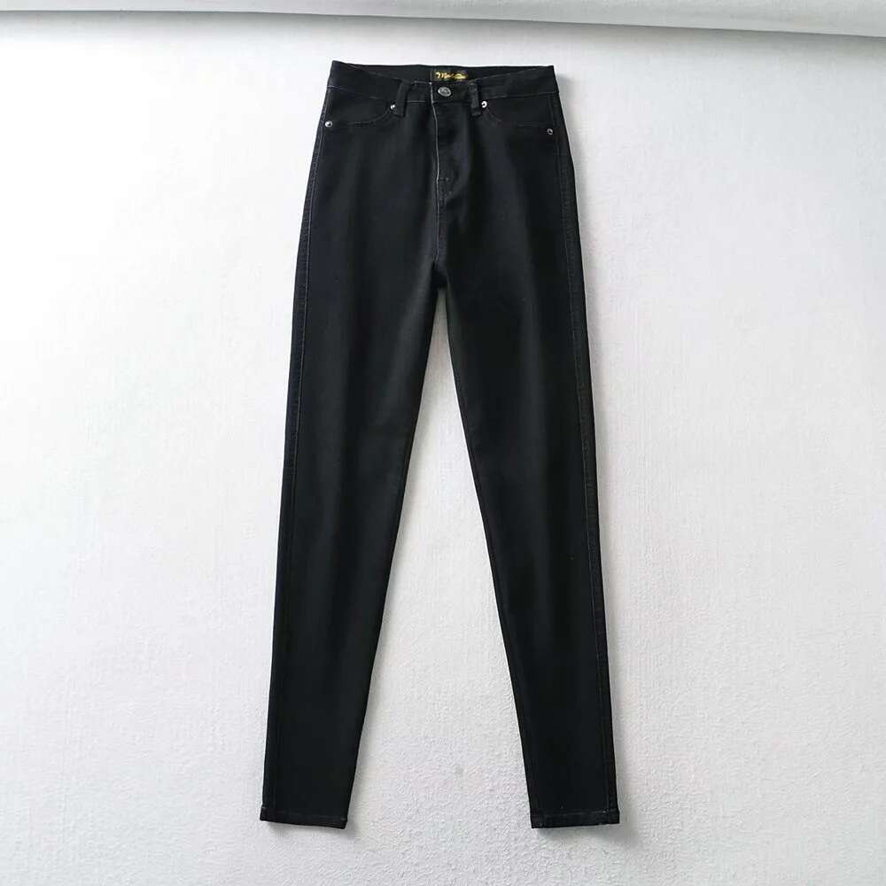 Spring Summer Simple Basic High Waist Stretch Slim Fit Skinny Jeans For Women Thin Tight Hip Lift Pencil Pants B5