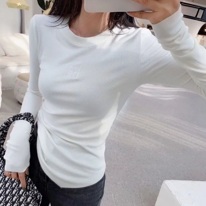 T Shirts Female Top for Women Pulovers Tees Long Sleeve Clothes Korean Fashion Sexy Elegant Graphic Glitter Spring Goth O 250708