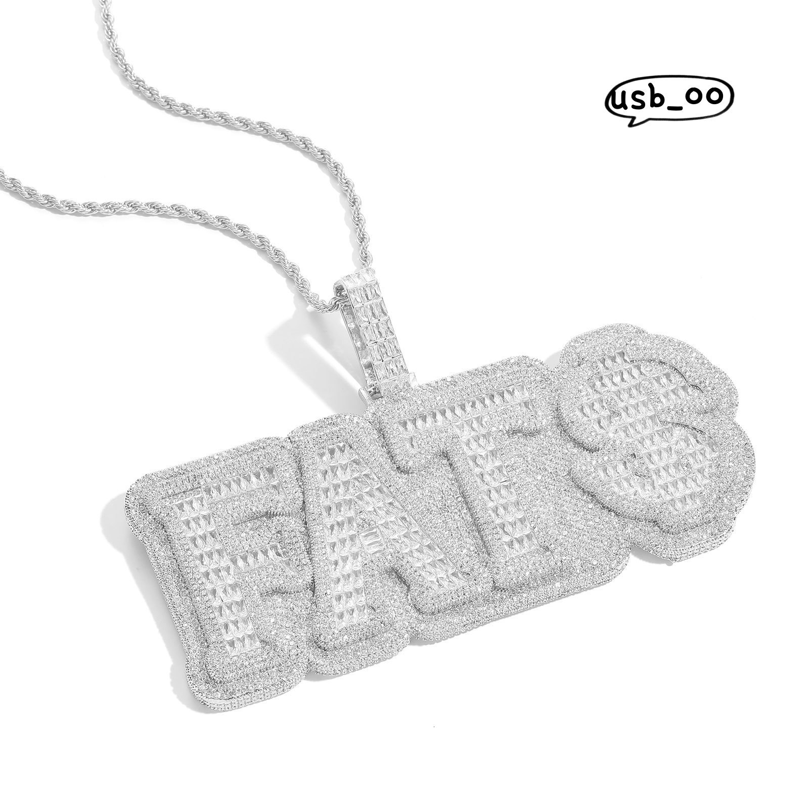 Size Custom Hiphop Pendant Big Square Moissanite Letter Pendant Necklace DIY Name Necklace Patchwork Combination Letter Pendants Couple