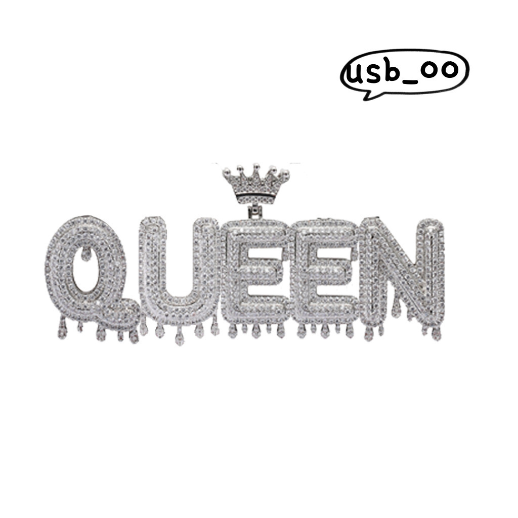 Diamond Custom 925 Silver Mozambican Lettering Necklace Crown Drop Lettering with Custom GRA Certificate