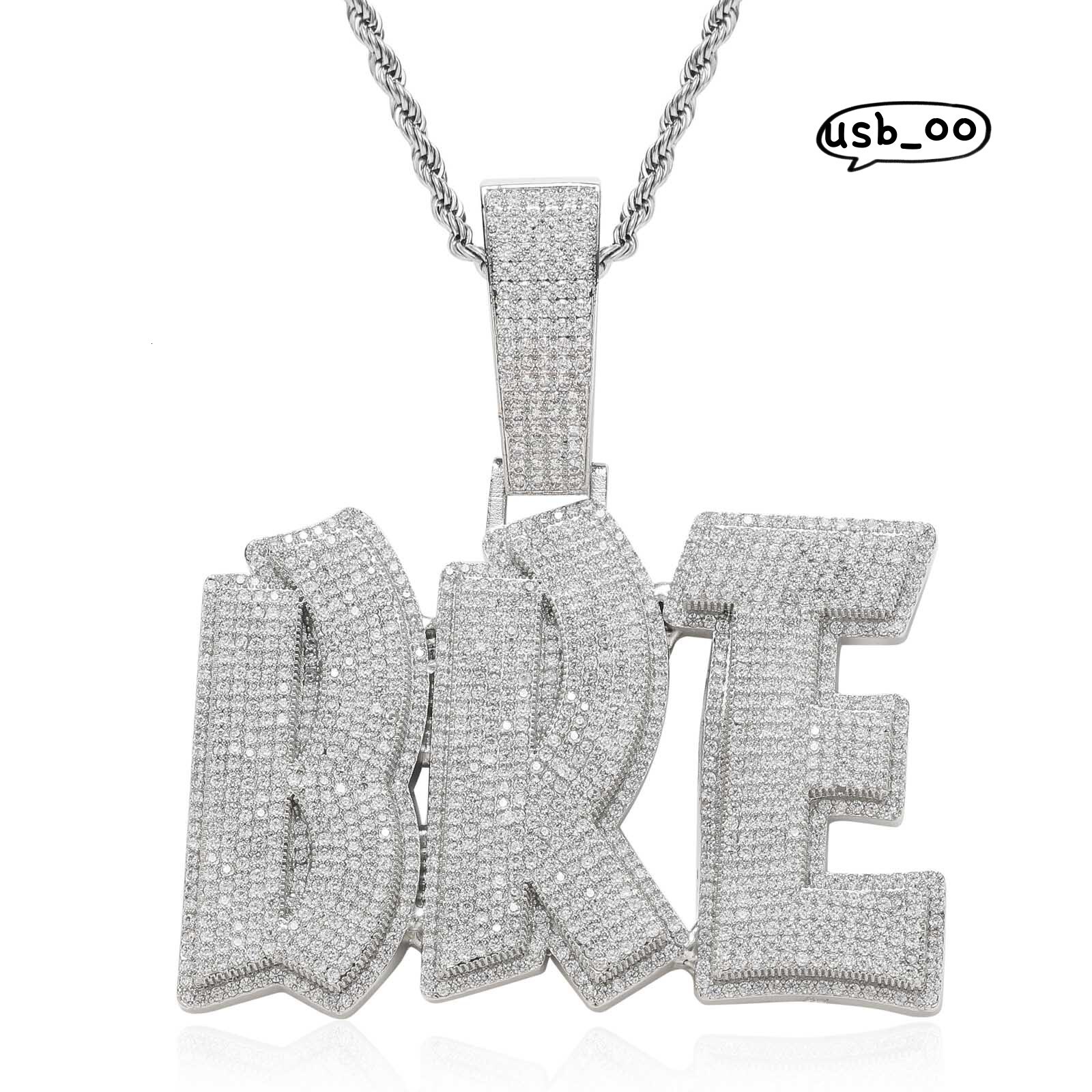 Iced DIY Pendant Custom Hiphop Out Letter Pendant Necklace Gold Plated Copper Moissanite Number Pendants Splicing Name Necklace Men