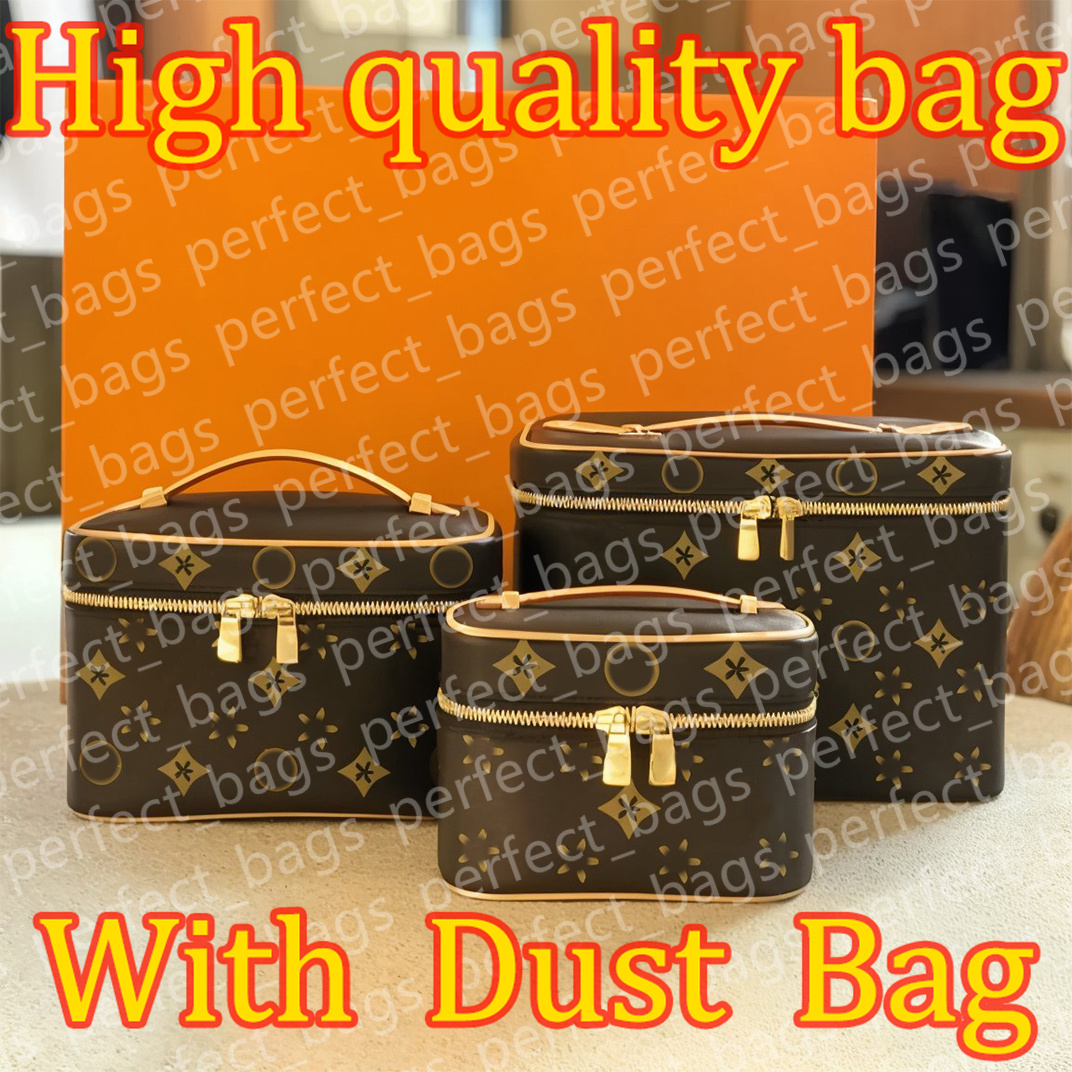 Women Makeup Bag Nice Luxury Vanity bag 3 Sizes 15CM 20CM 24CM Cosmetic bag Brown Cowhide handbag Mini Toiletry Bag High quality Women's Wash bag Designer makeup bag