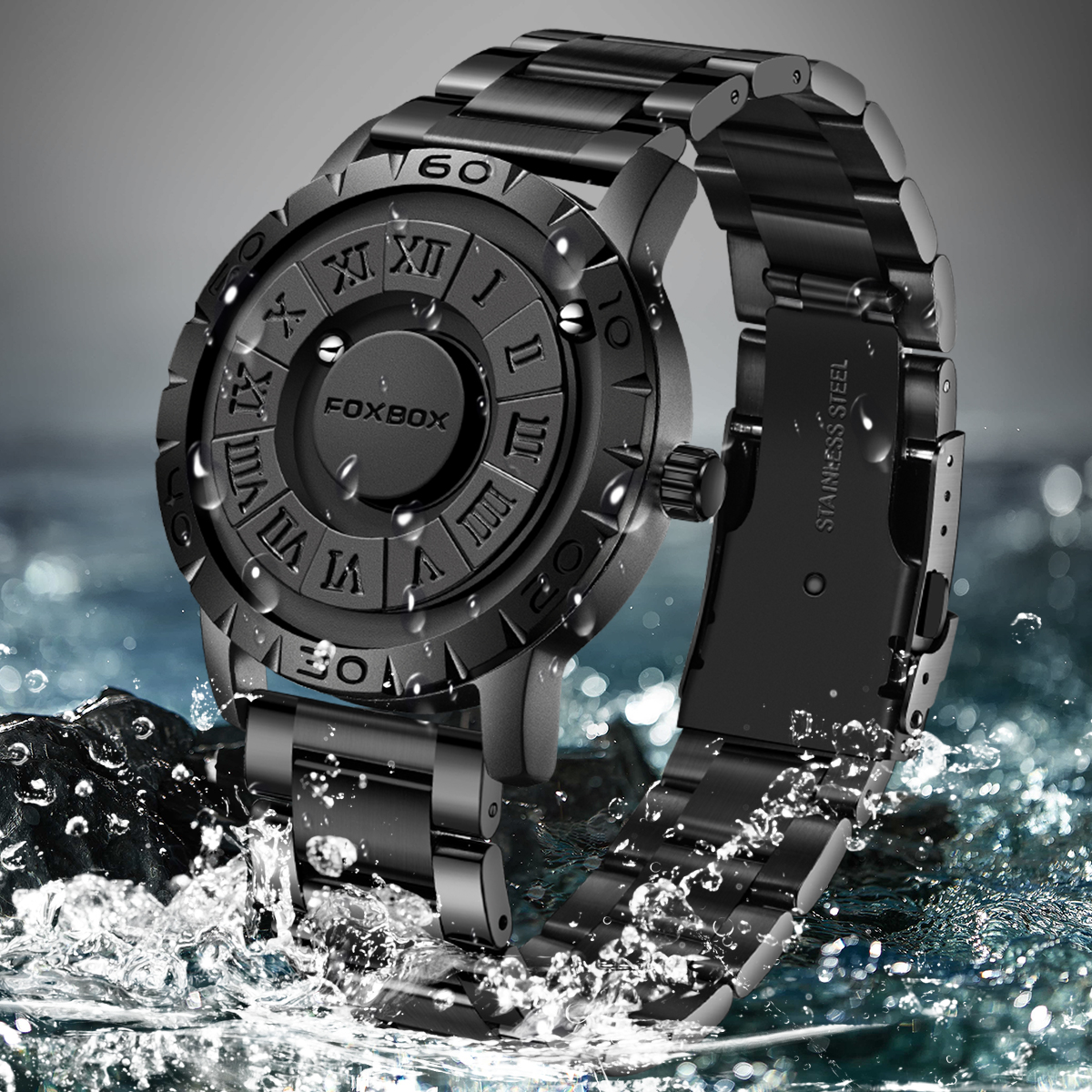 LIGE brand magnetic ball suspension cool men's watch black technology sense creative personalized waterproof fashion watch Local warehouse