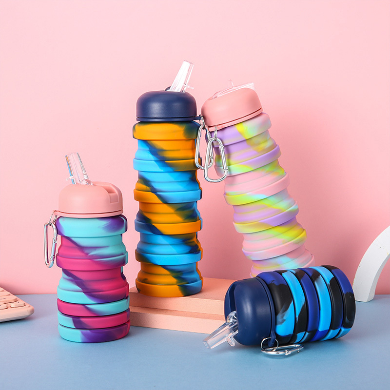 Cup Outdoor Travel Climbing Bicycle Camouflage Foldable Kettle Fitness Sports Water Bottle Silicone Collapsible Drinking Z260202
