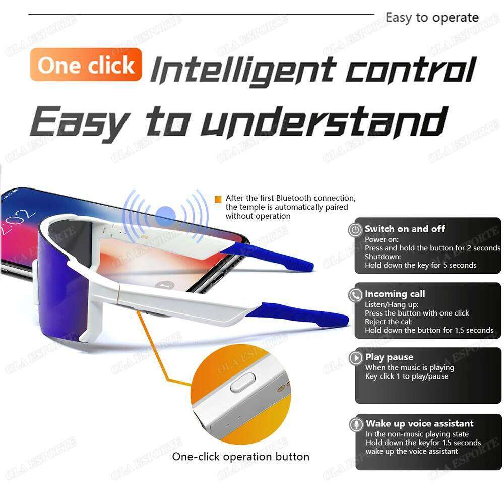 Cycling Bluetooth Smart Glasses Technology Audio Call Remote Headset Sunglasses Sport Driving Music Earbuds Headphones Men Women