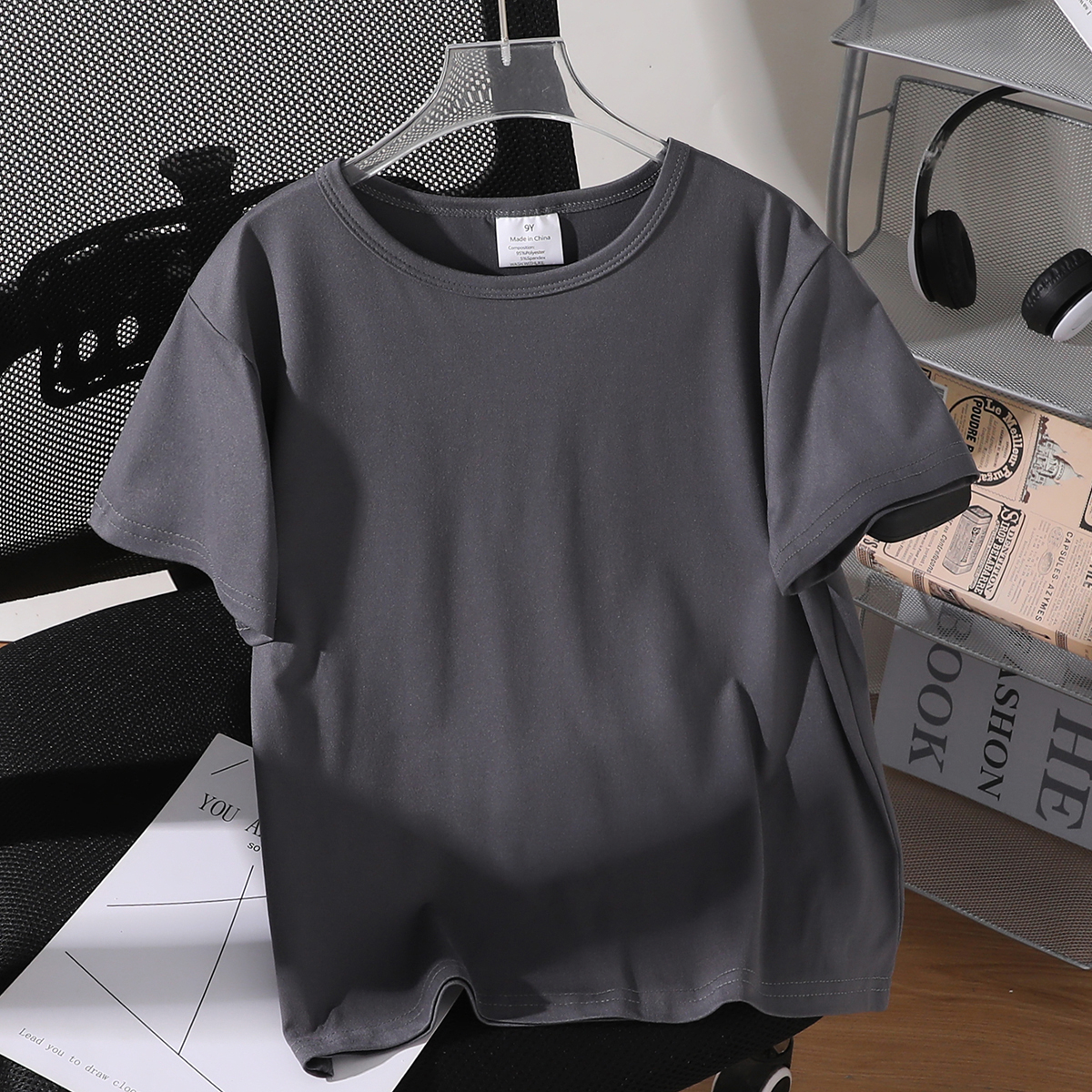 Solid color short sleeve T-shirt Men's Short Sleeve Cotton Tee: Light and Comfy Casual Wear Men's breathable slim thin summer