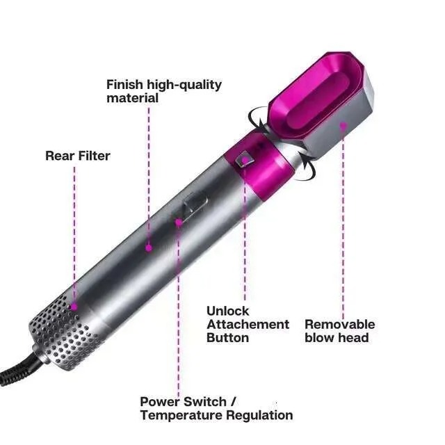 Multifunctional 6 in1 Curling iron High-Speed Negative Ionic Fast Drying Multi Hair Styler Professional Blow Dryer Brush for Curg Styg free