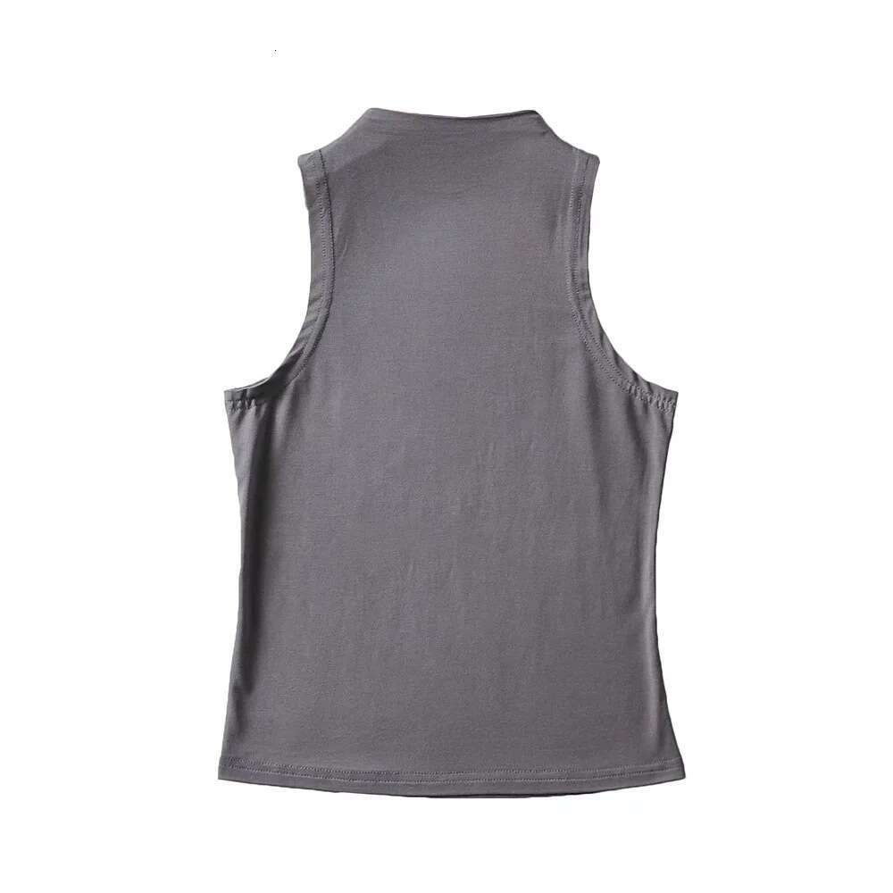 Spicy Girl Outerwear Half High Collar Sexy Slim Fit Slimming Women Solid Color Base Short Sleeveless Tank Top B5