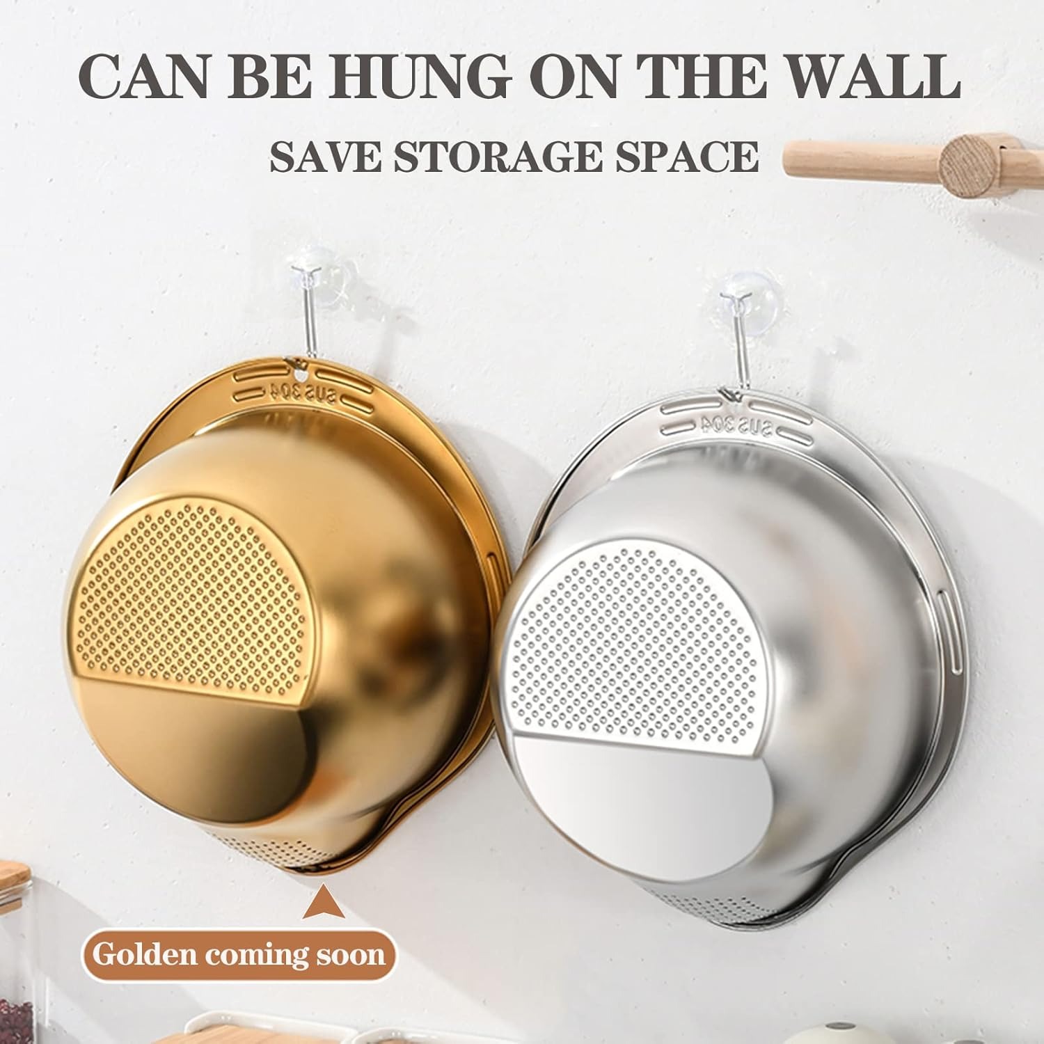 4-in 1 Stainless Steel Rice Washer Strainer Bowl Multi-Purpose Colander for Quinoa, Beans, Fruits Vegetables Side Drain Holes for Effortless Rinsing