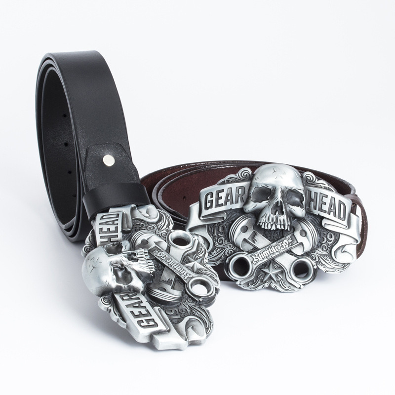 Connecting leather smooth buckle leather belt link iron splint buckle whole cowhide belt accessories punk rock bondage pants belt