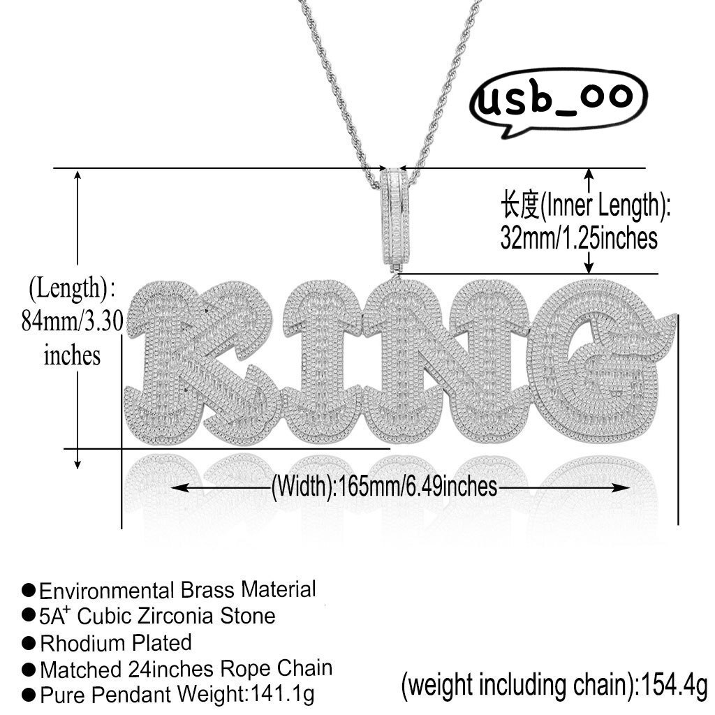 Cubic Iced VVS Out Bling Moissanite Full Paved Cz Capital Letter CEO Pendant Necklace Hip Hop Chain for Boy Men Hip Hop Jewelry